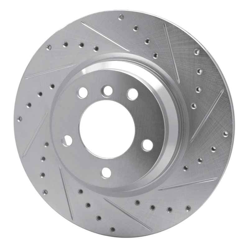 BMW 330i Brake Rotor (1) - Front Right - R1 Concepts - Drilled & Slotted - Silver - `06-`12